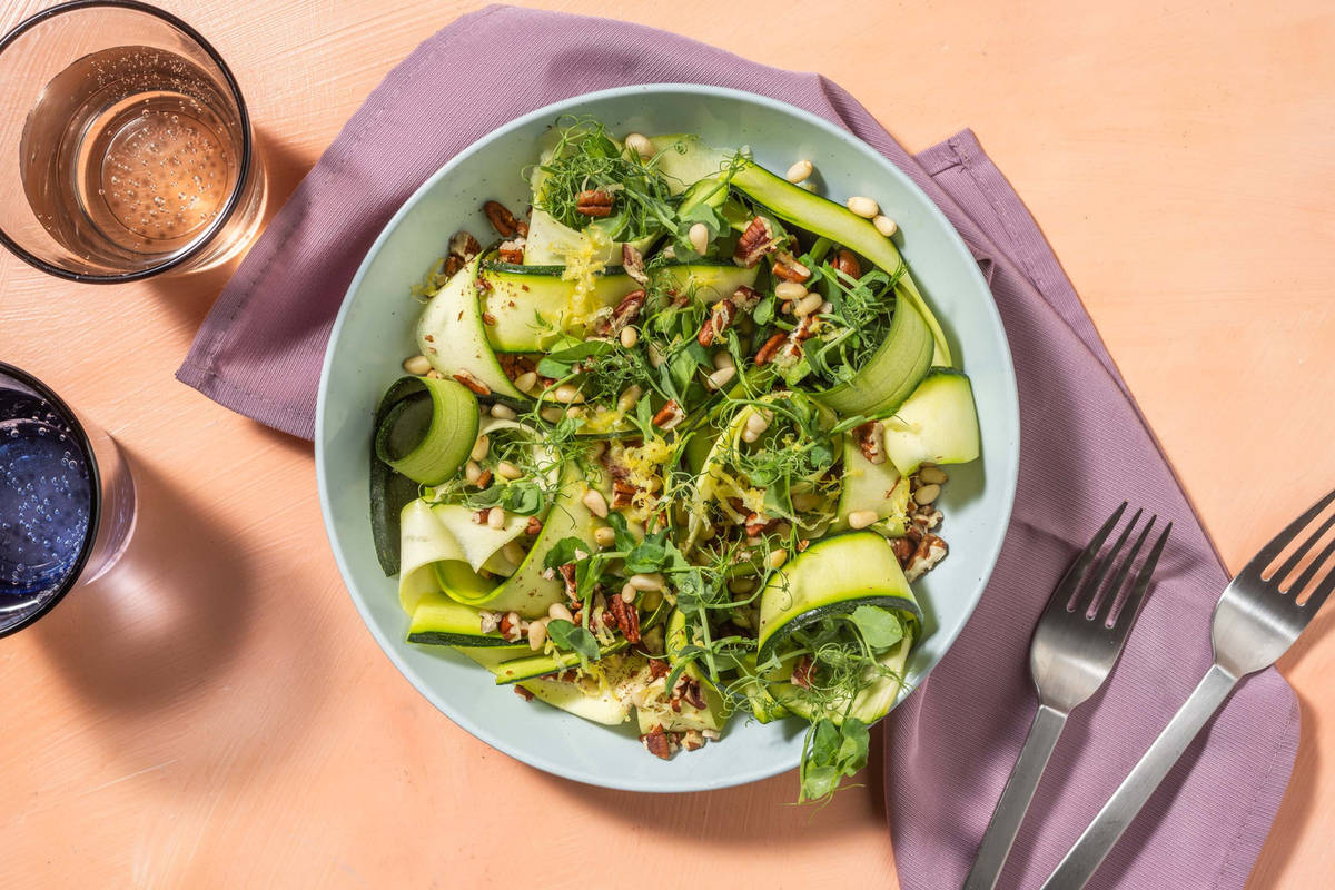 Super Nutty Lemon Dressed Courgette Ribbon Salad 