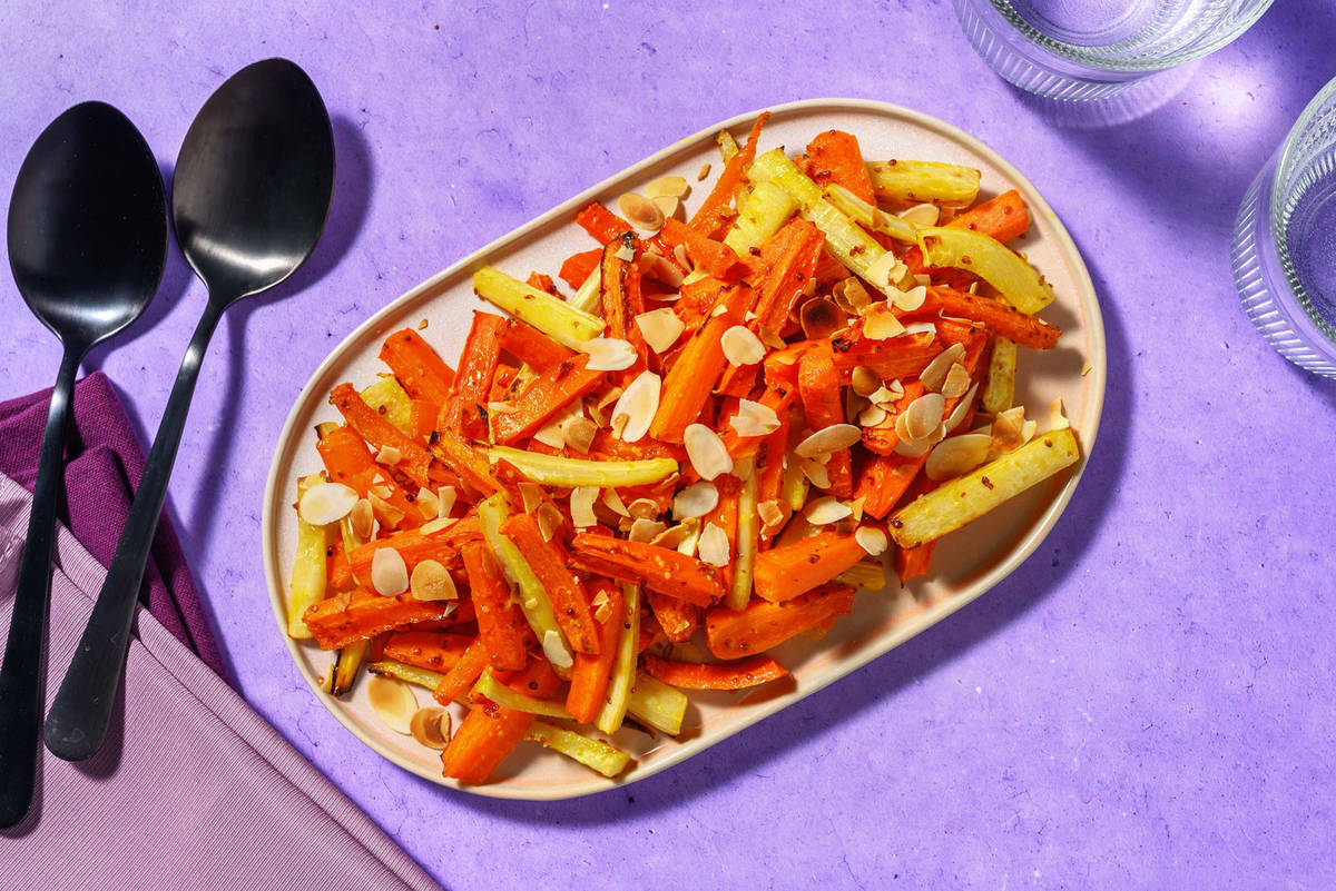 Sweet and Sticky Honey Orange Root Veg