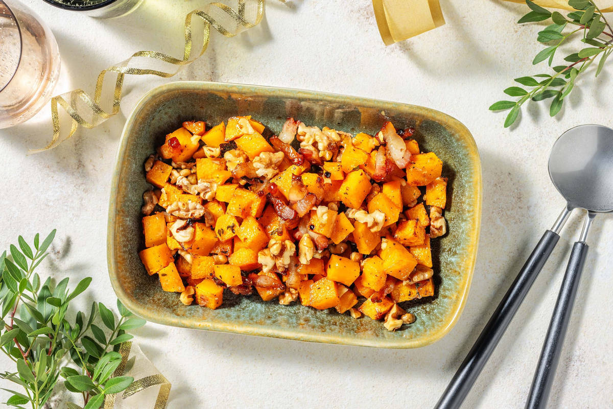 Butternut Squash Best Vegan Xmas Dinner Ginger Beer-Glazed