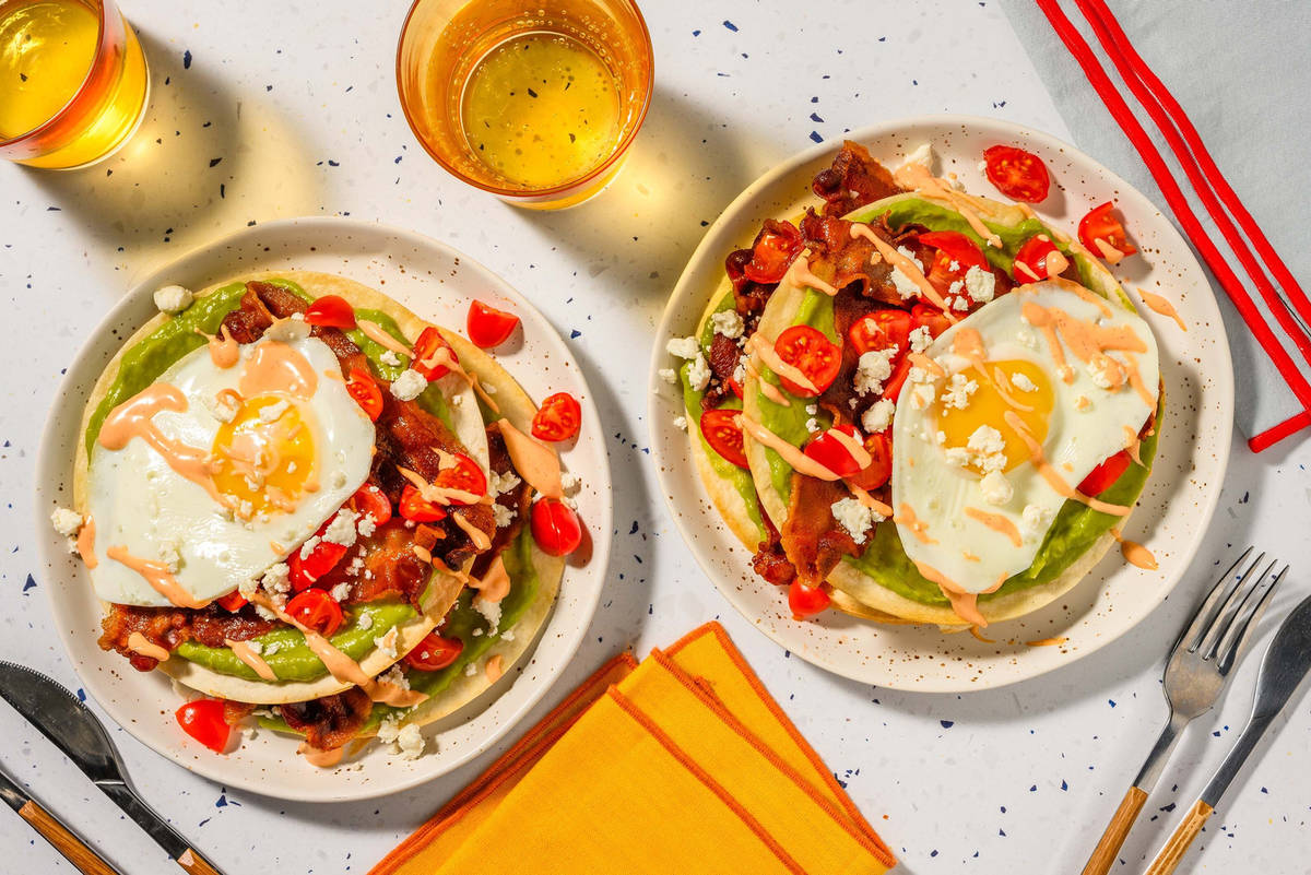 Breakfast Bacon Tostada Stack