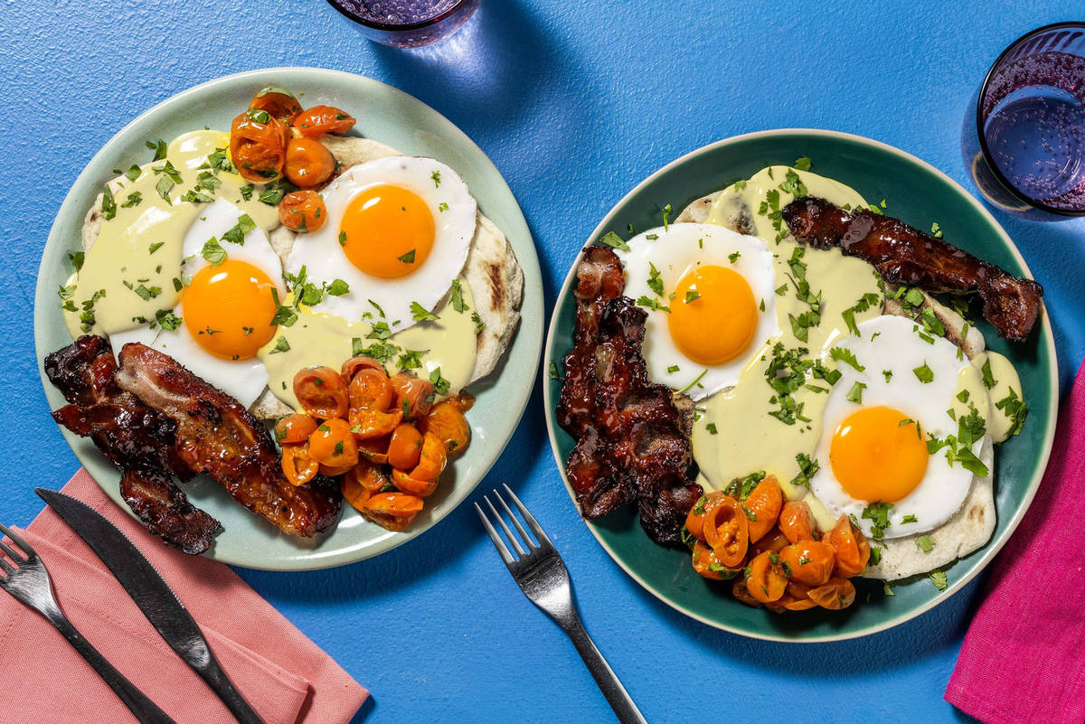 Indian Style Eggs Benedict on Naan Bread