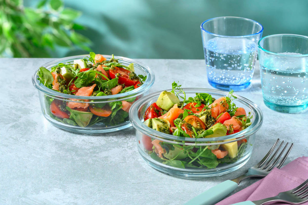 Smoked Salmon, Avocado and Pesto Salad