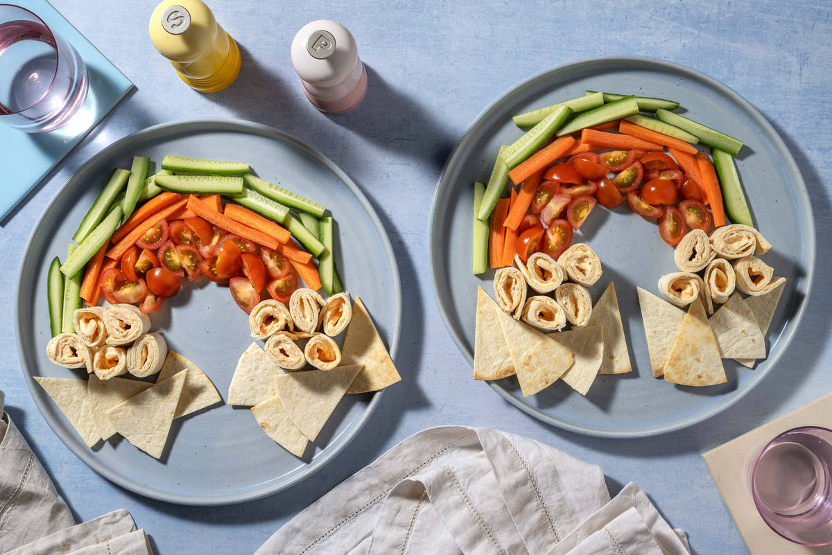 Veg Rainbow and Cream Cheese Tortilla Clouds