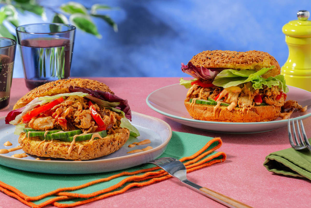 Spicy pulled chicken sandwich