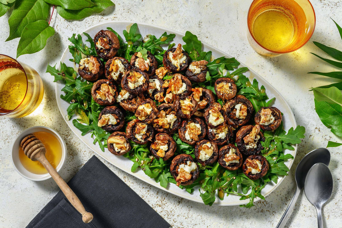 Gevulde kastanjechampignons met geitenkaas