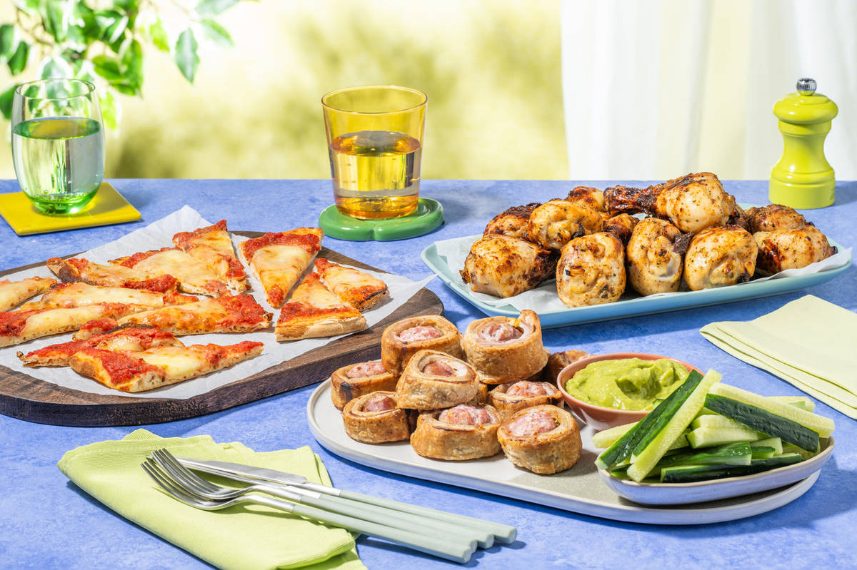 Box à partager : Pilons de poulet BBQ & Pizza Margherita