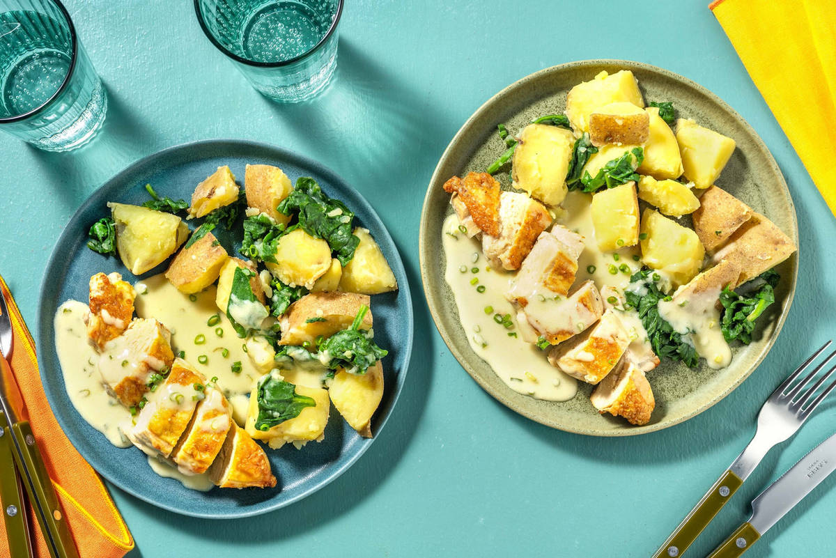 Midweek Roasted Chicken and Chive Sauce