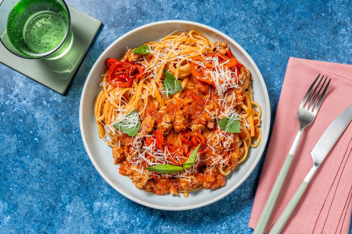 Linguine et saucisse de porc fermière