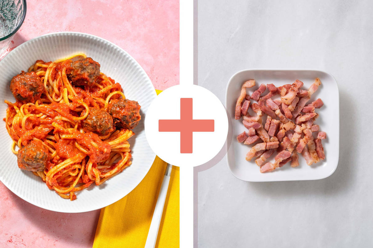 Bacon and Herby Meatballs Linguine