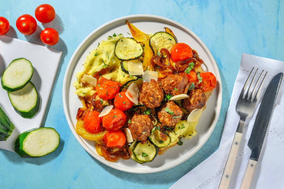 Groentestoemp met vegetarische gehaktballetjes