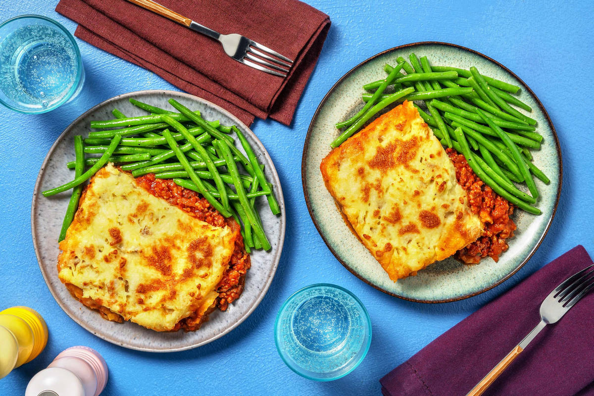 Cheesy Mash Topped Beef and Red Wine Pie