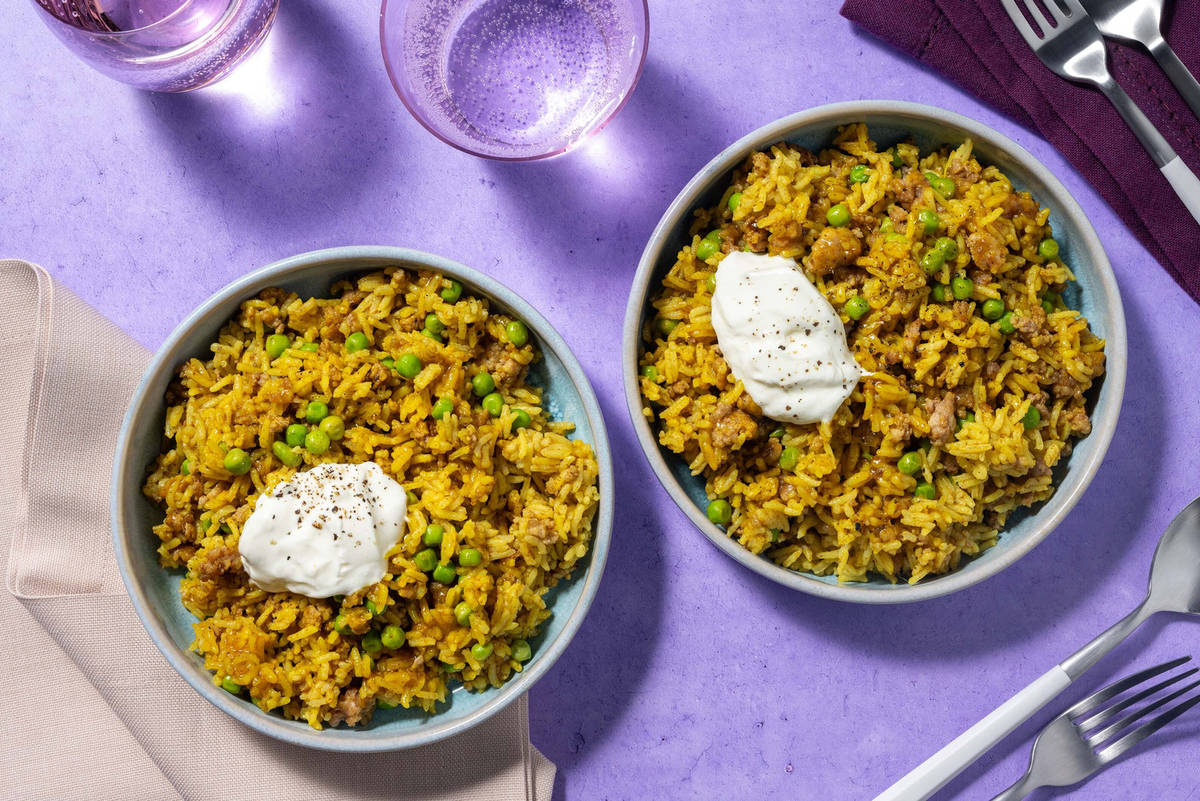 Korma Spiced Pork Pilaf and Mango Chutney