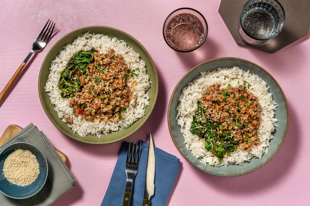 Stir fry di pollo macinato in salsa agrodolce
