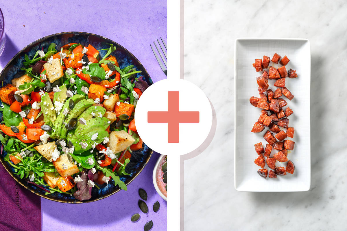 Warm Cajun Sweet Potato and Chorizo Salad