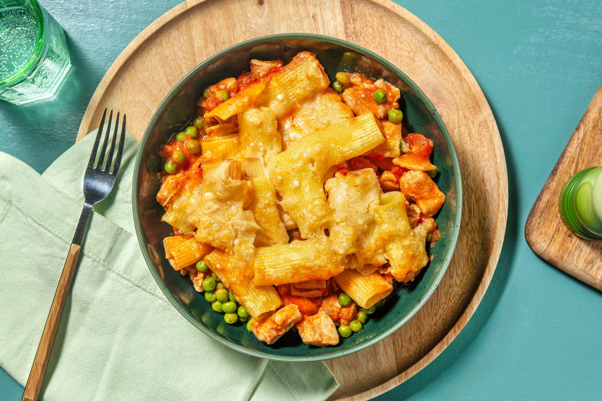 Layered Creamy Chicken Pasta Bake