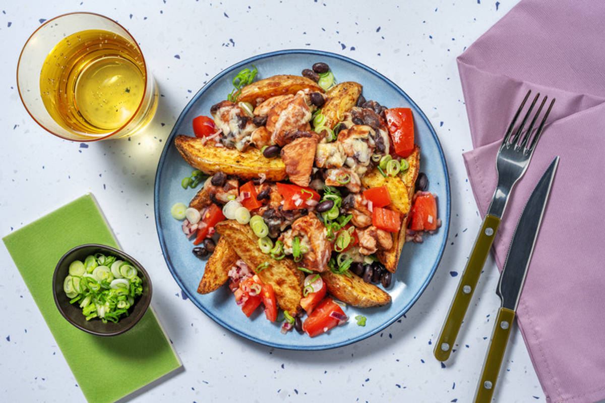 BBQ Chicken Loaded Wedges with Chorizo