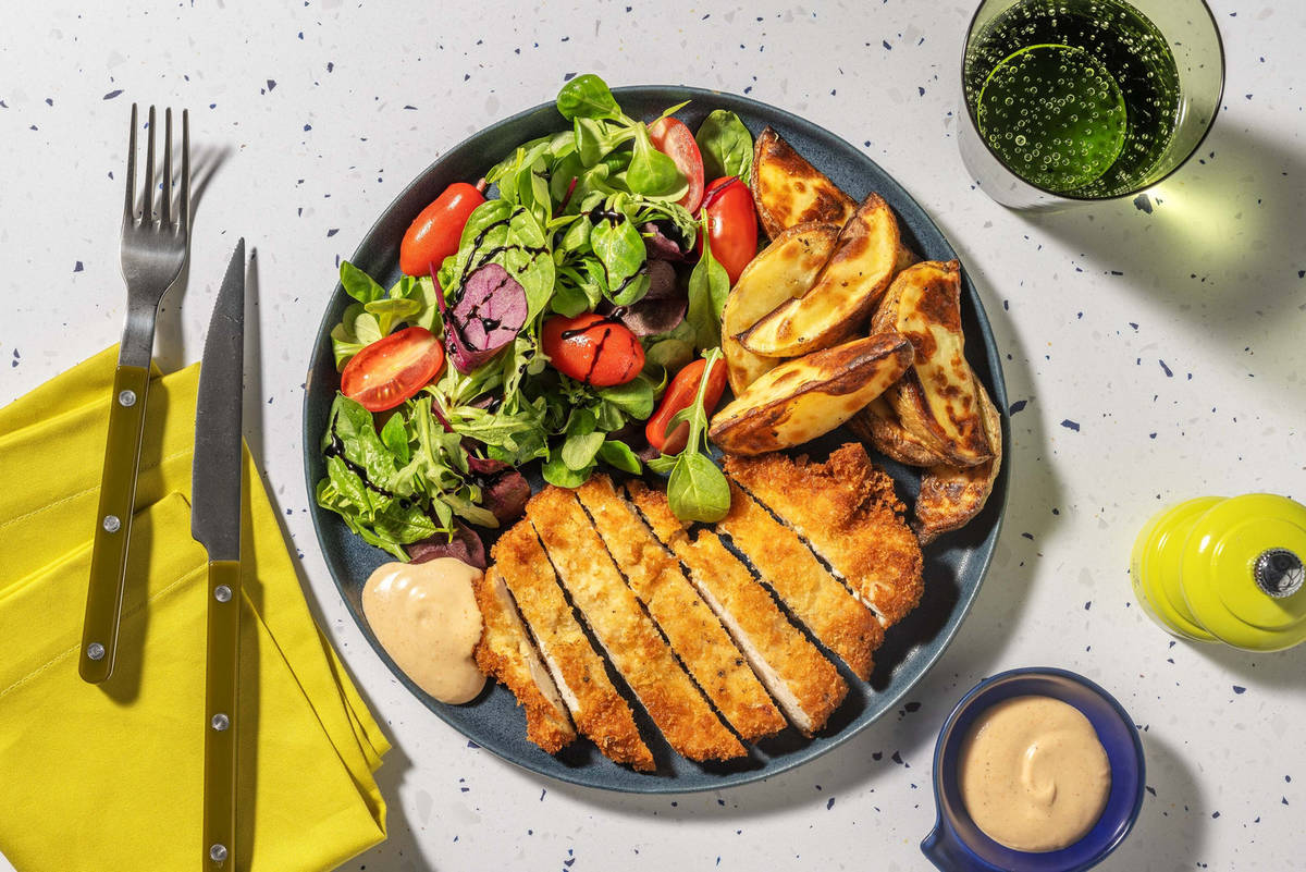 Chicken Schnitzel and Wedges
