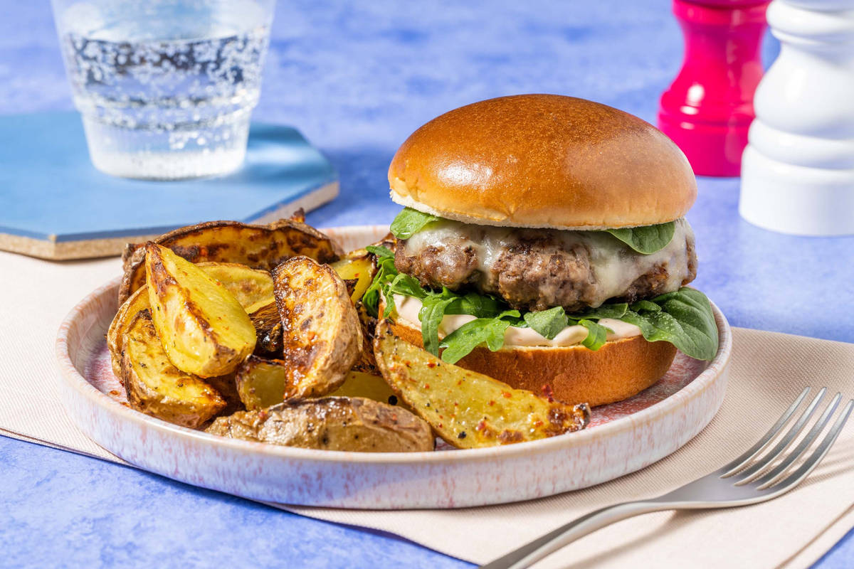 Classic Cheeseburger and Hot Honey Bacon Wedges