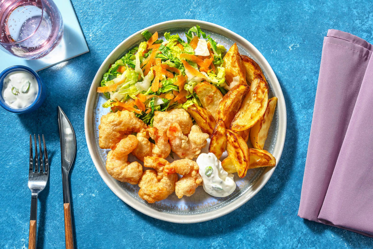 Panierte Crevetten mit Ranchdip