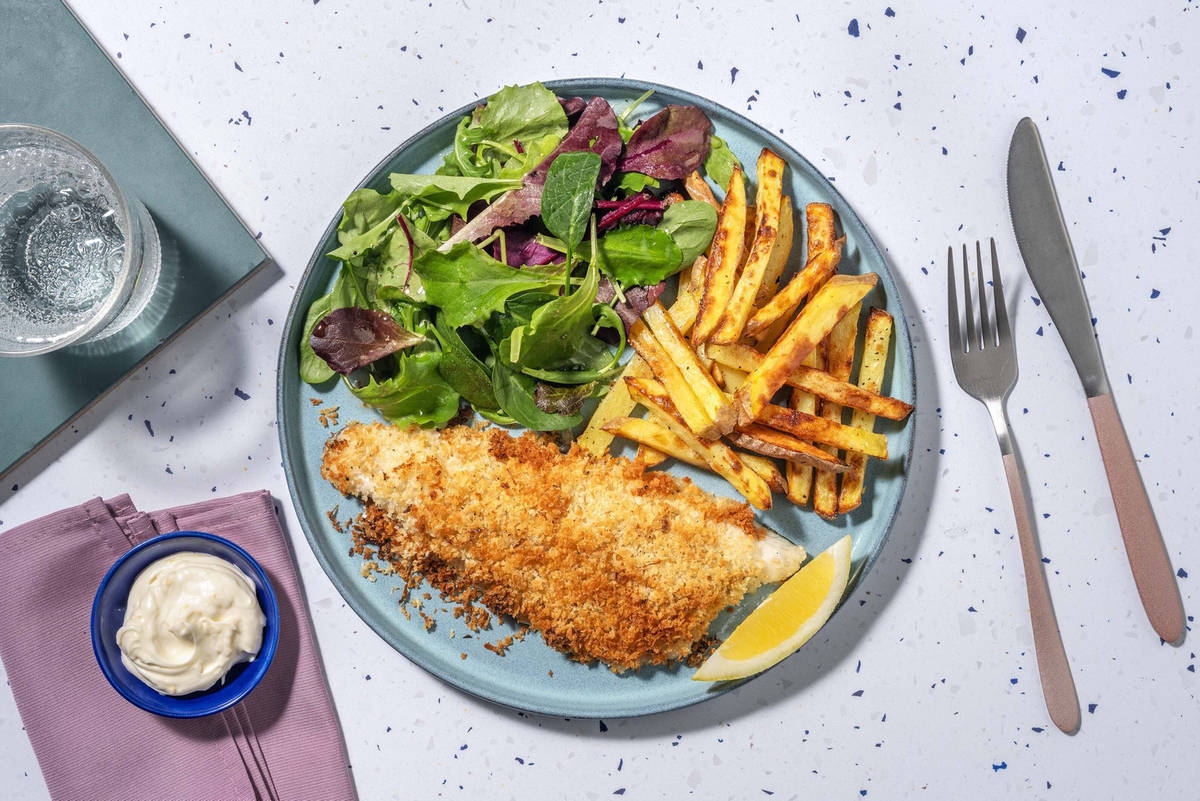 Zesty Breaded Salmon and Chips