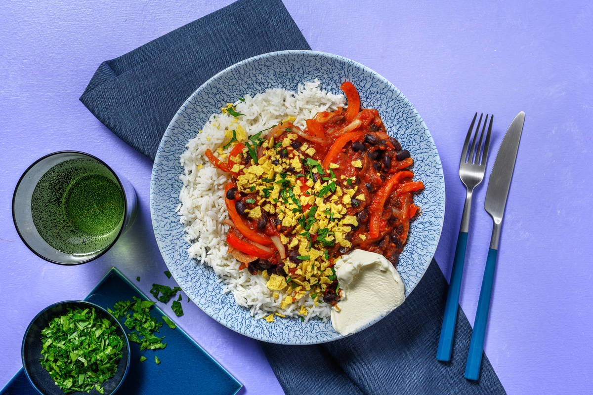 Bohnenpfanne mit Tortilla-Crunch