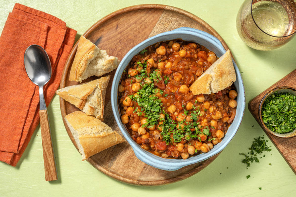 Moroccan Spiced Lentil Stew with Falafel