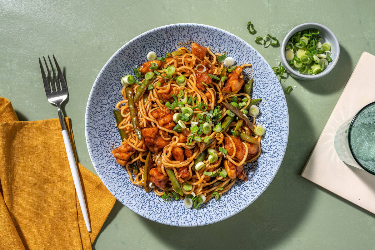 Sweet and Sticky Chicken Udon Noodles