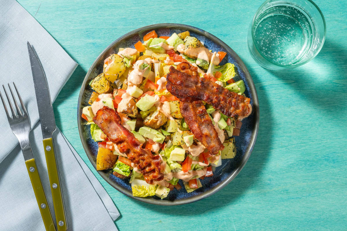 BLT Inspired Summer Chicken and Bacon Salad