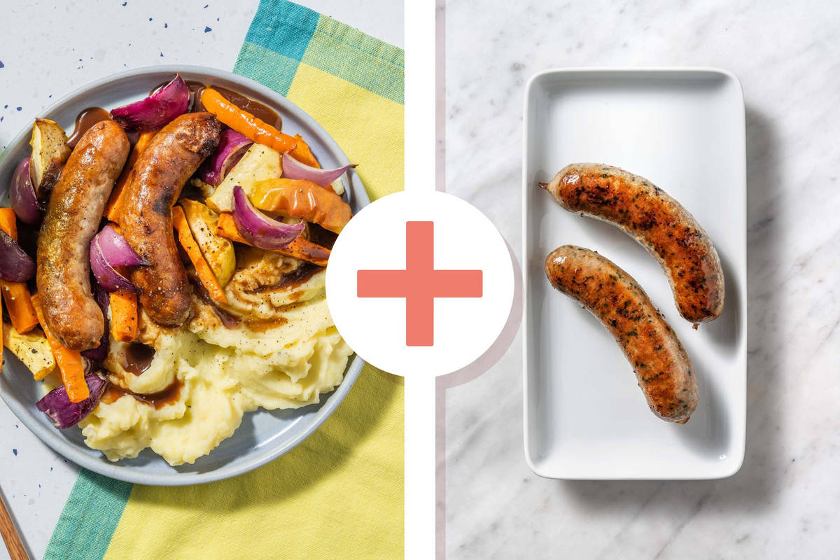 Double Sausage, Apple and Root Veg Traybake