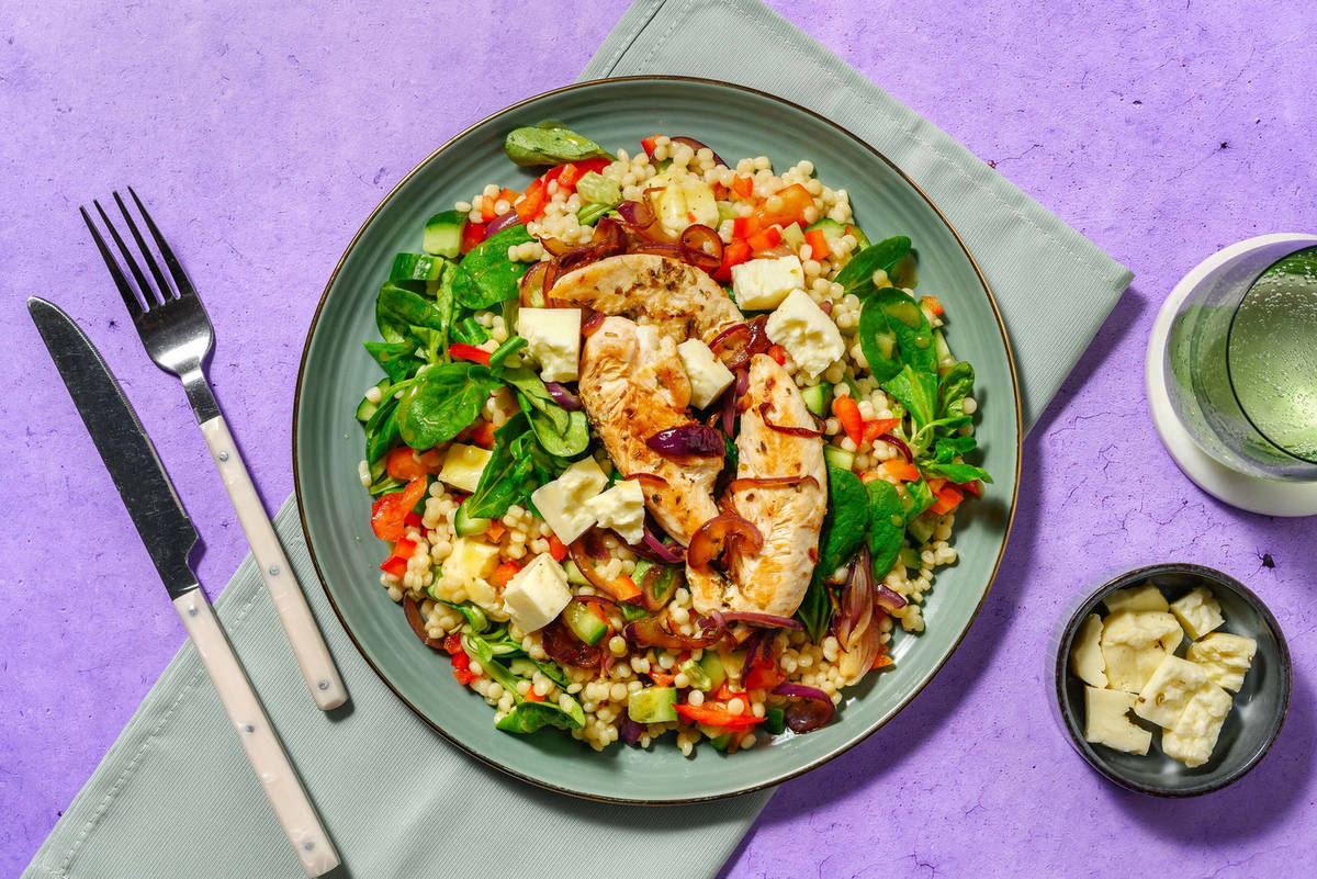 Salade de couscous perlé et poulet aux épices siciliennes