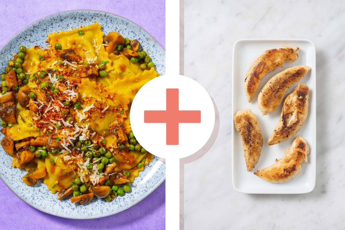 Saucy Mushroom Ravioli and Chicken Tenders