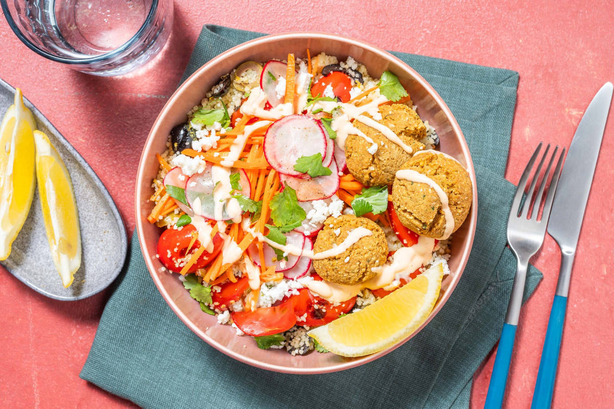 Couscous aux falafels et aux poitrines de poulet