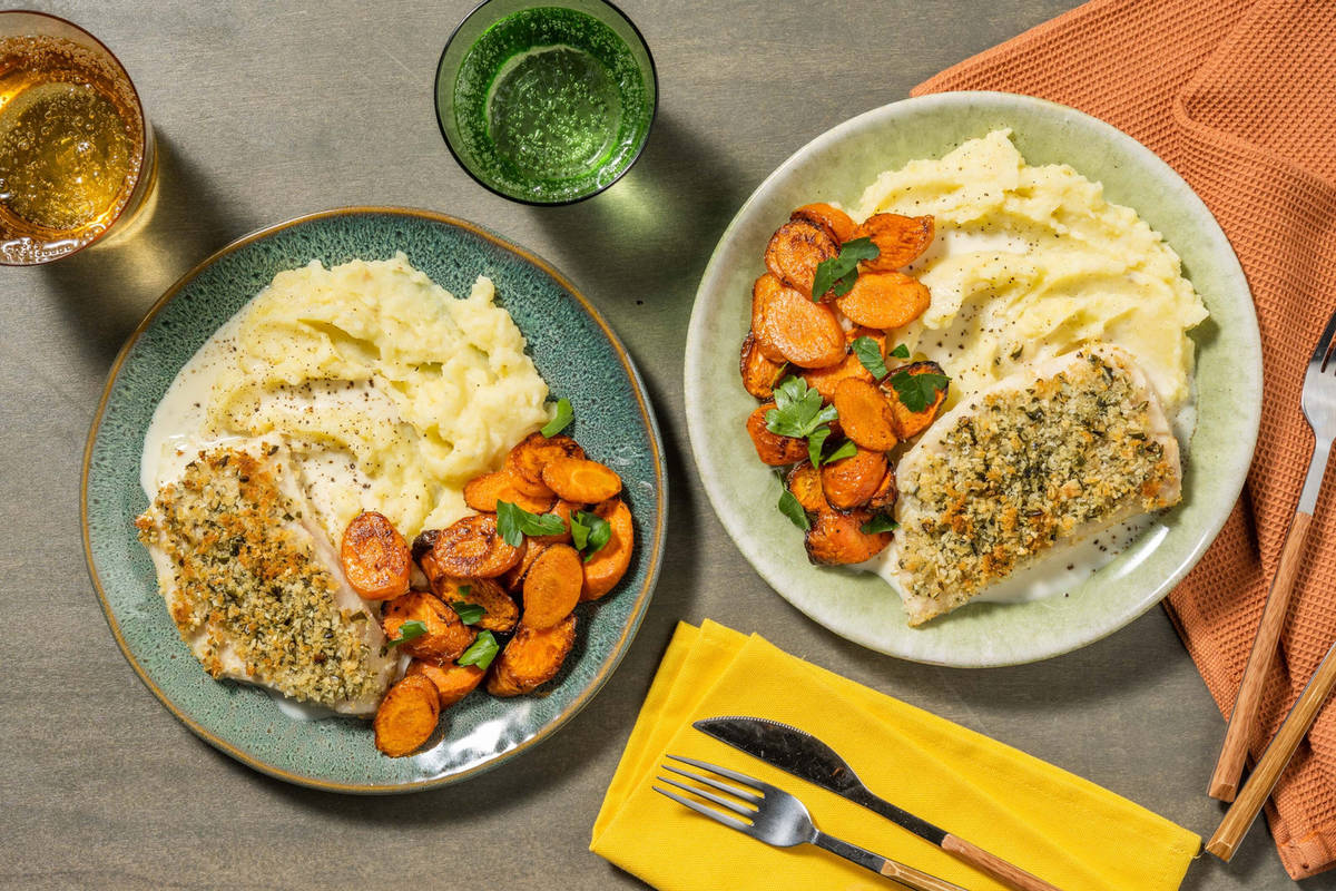 Pumpkin seed crusted haddock