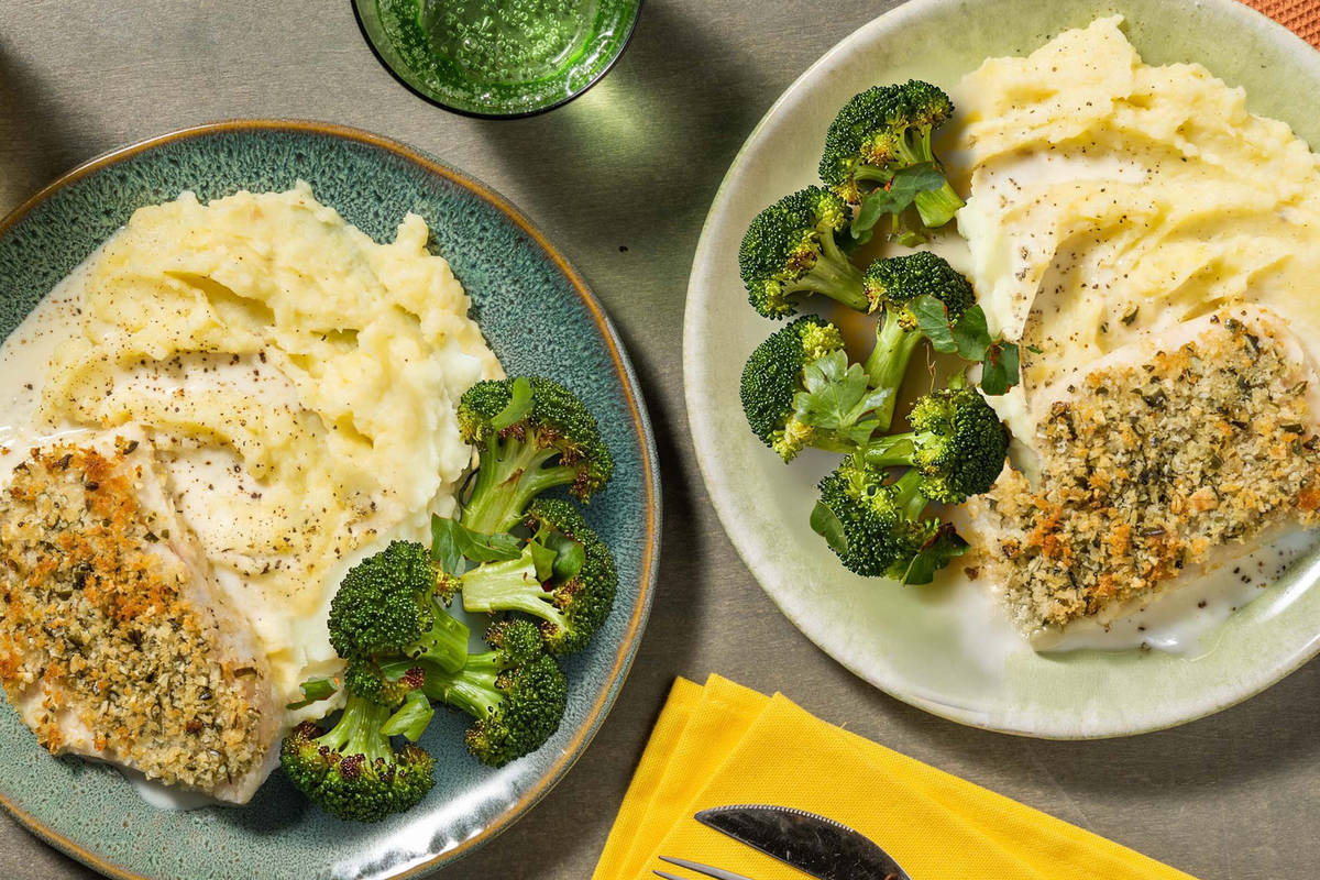 Græskarkerne-paneret hvid fisk