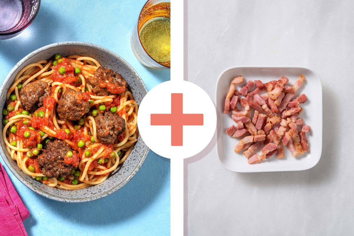 Bacon and Beef Meatball Spaghetti