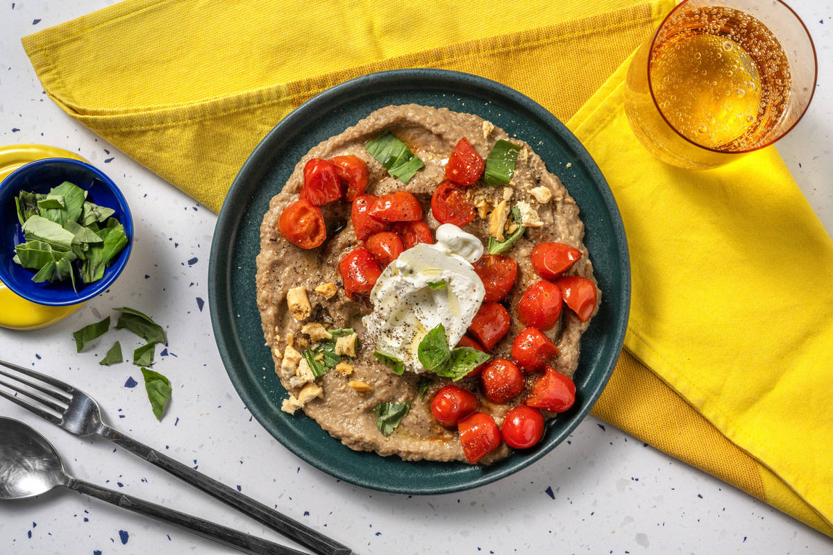 Burrata fresca e pomodorini caramellati