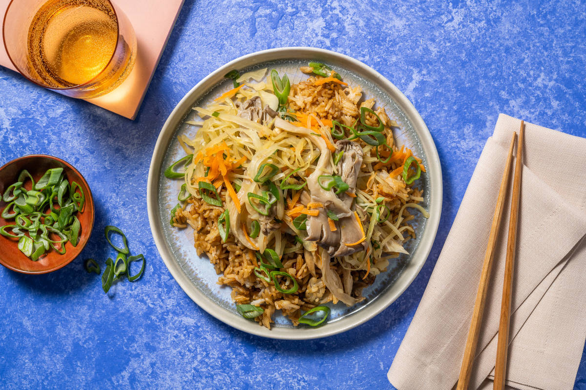 Riso saltato alla soia e funghi 