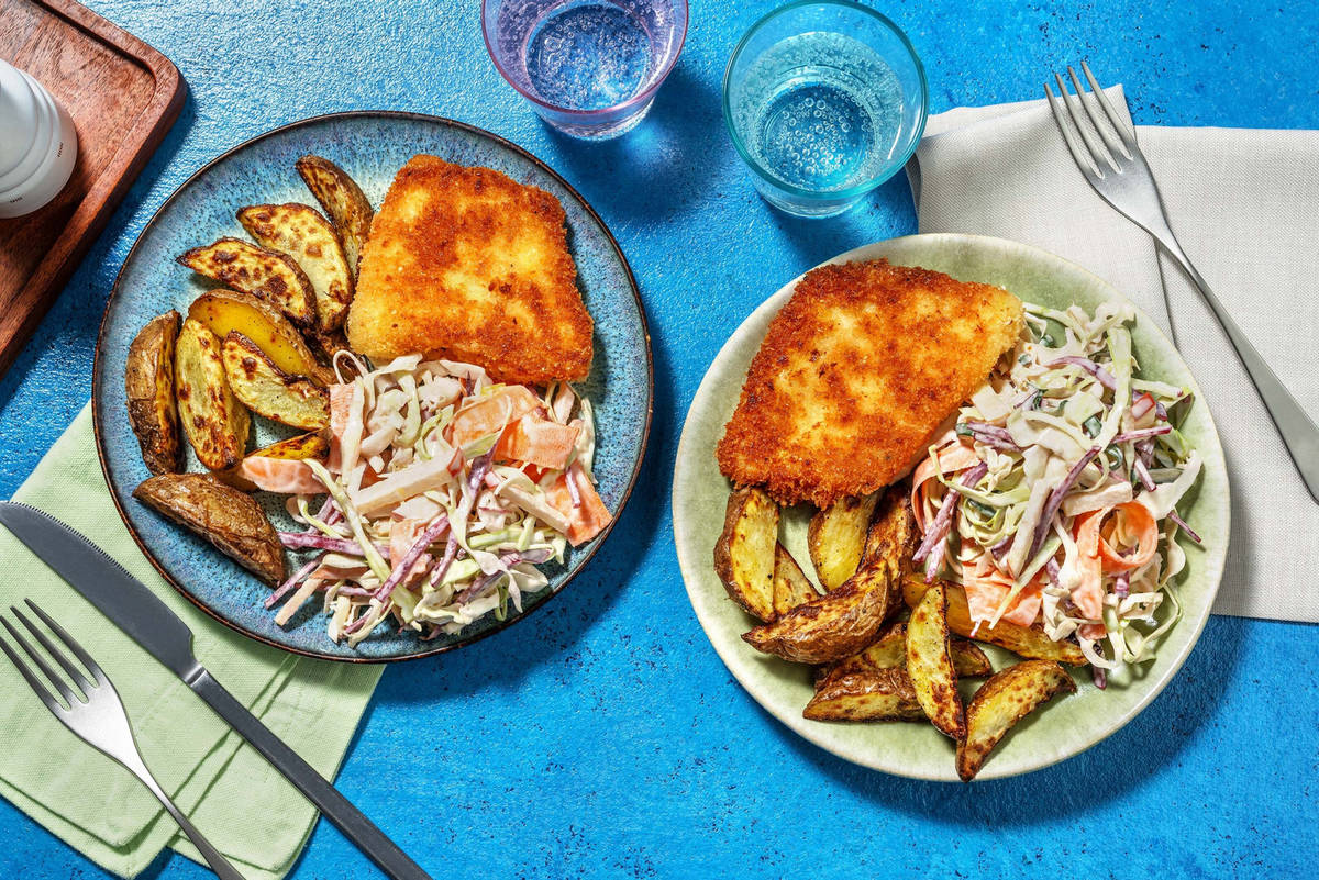 Cheesy panko crumbed saithe