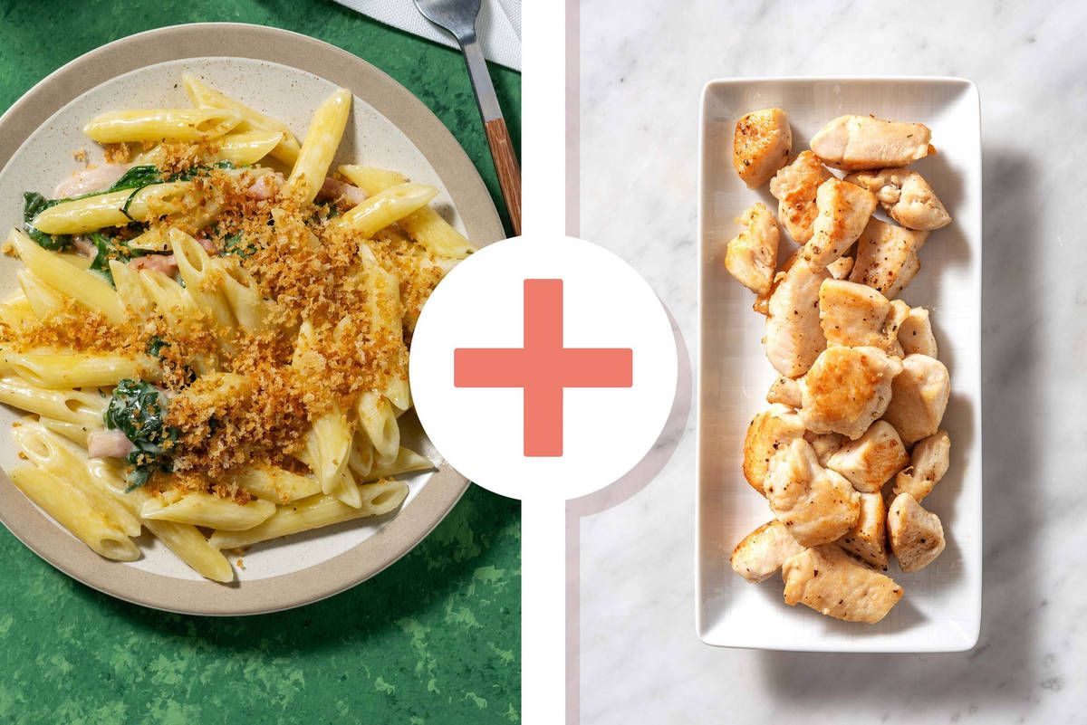 Cheese, Chicken Breast and Spinach Penne Bake