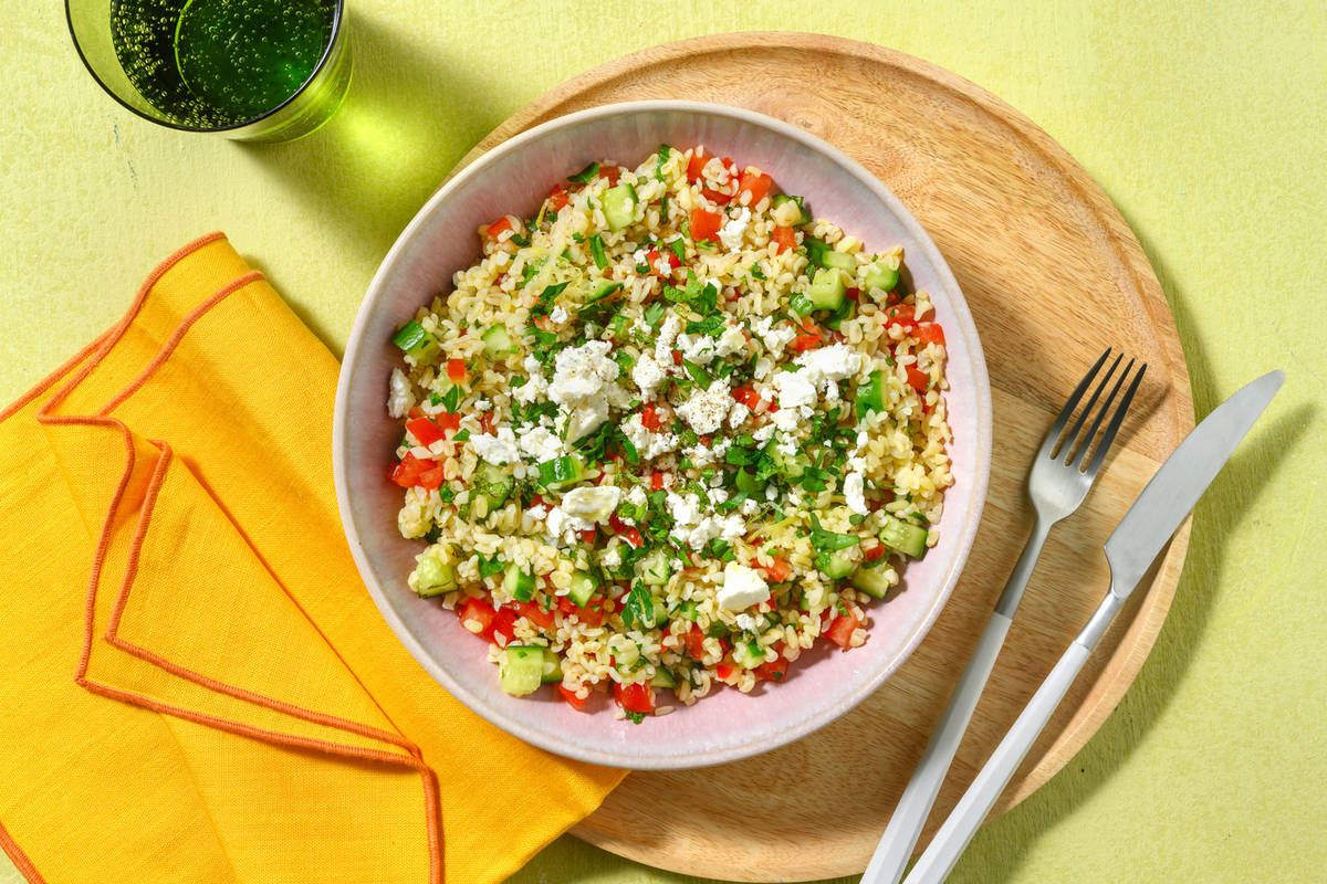 Tabulé casero de bulgur y verduras al limón