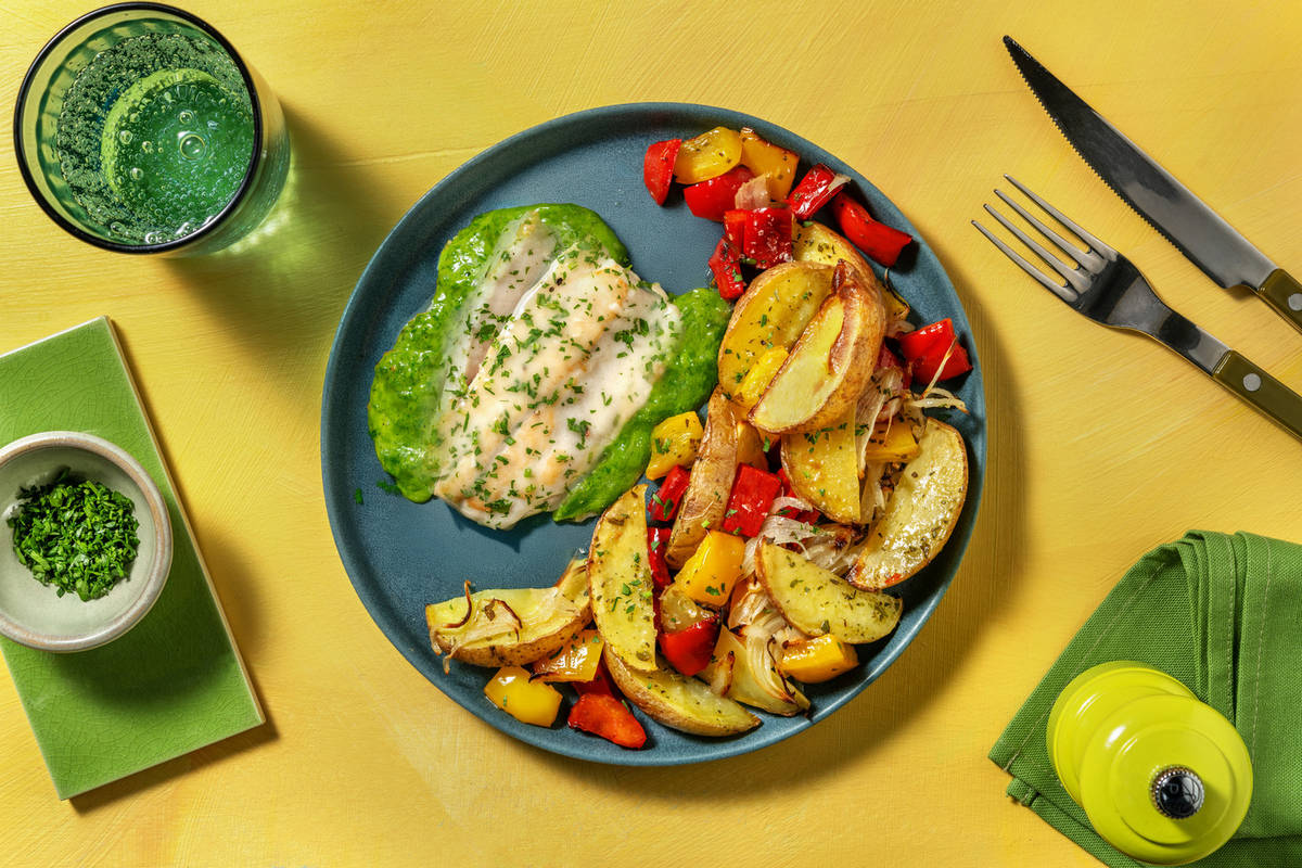 Merluza a la plancha en salsa verde