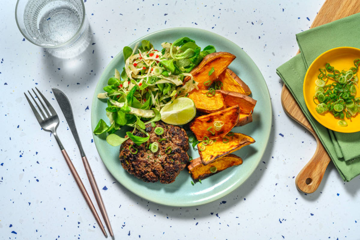 Thai Spiced Naked Lean Beef Burgers