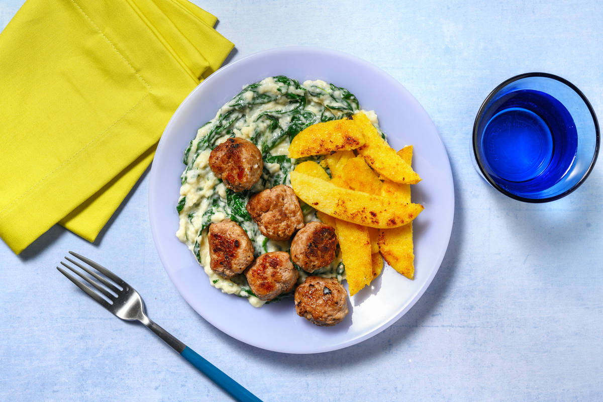 Polpette di pollo al limone e polenta fritta