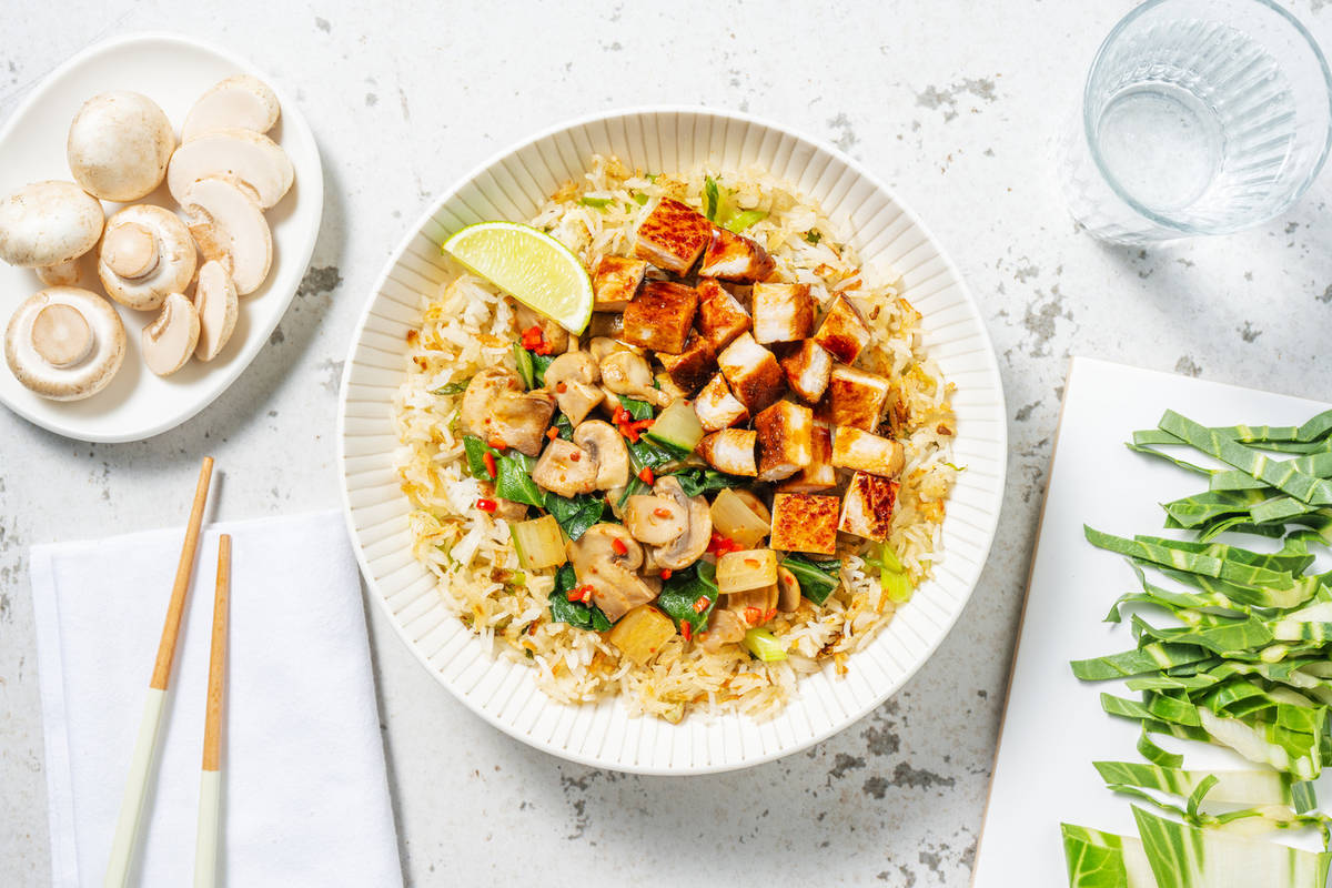 Riso con maiale allo zenzero e kecap manis