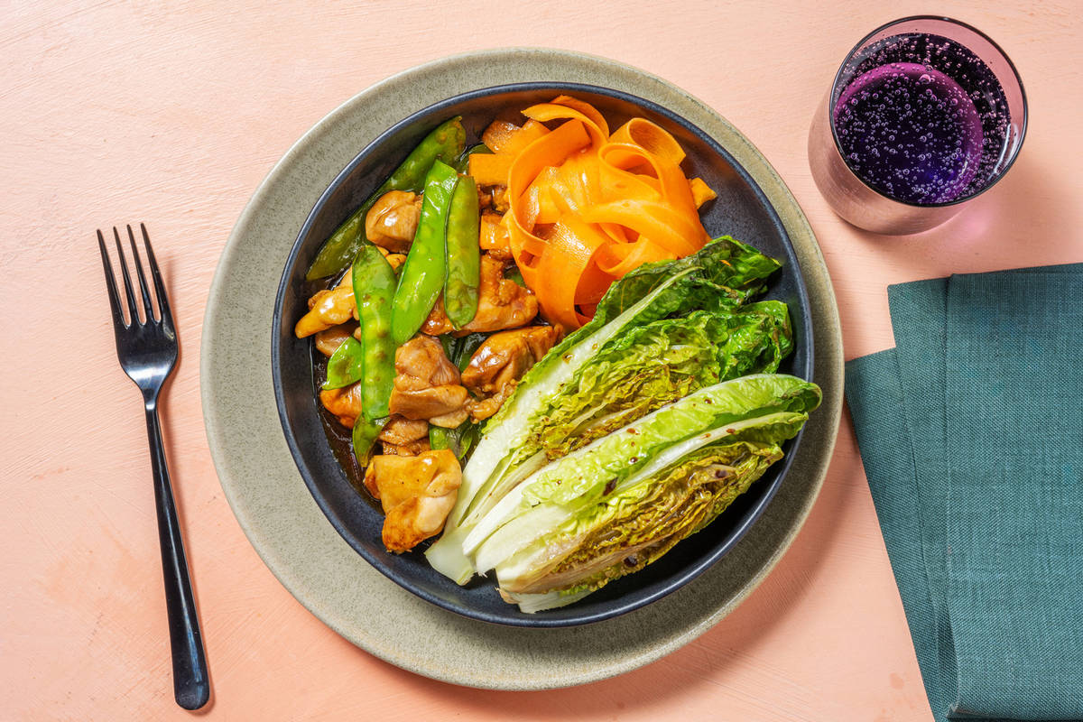 Pollo al estilo asiático con tirabeques