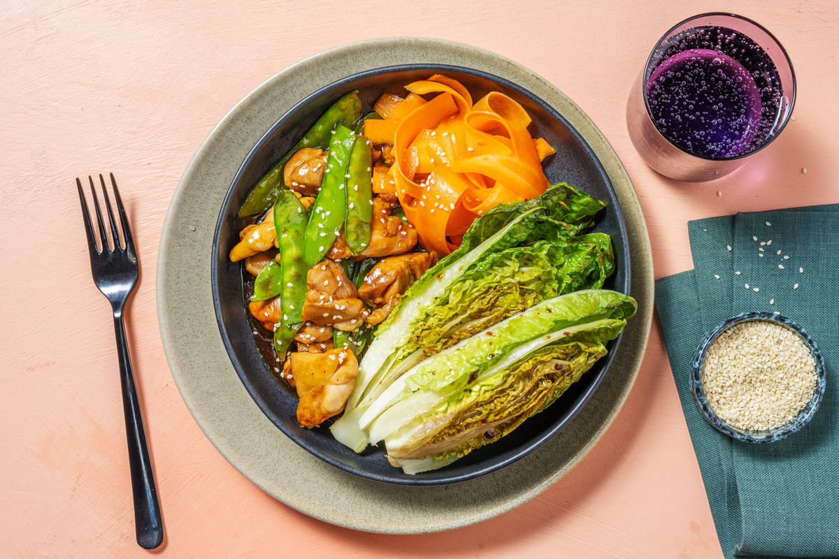 Pollo en salsa teriyaki con tirabeques