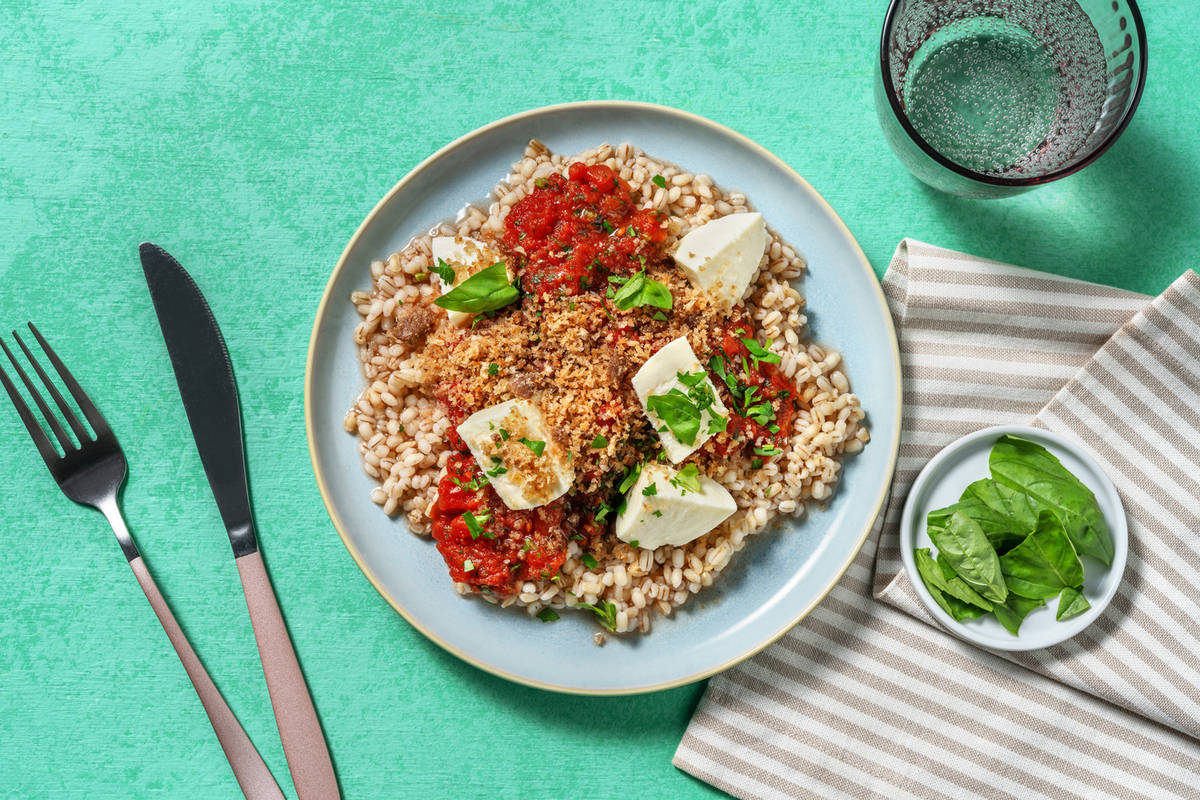 Orzo, briciole alle alici e burrata pugliese