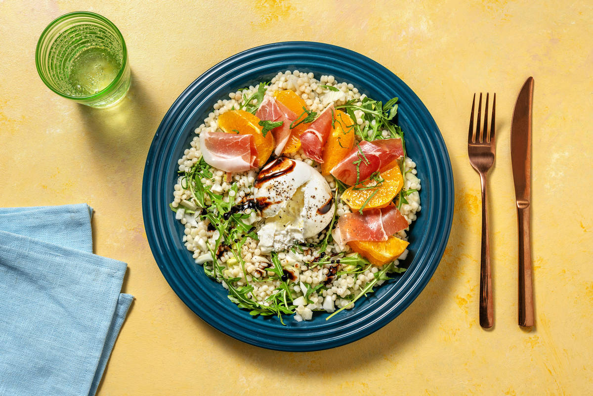 Salade met sinaasappel en serranoham