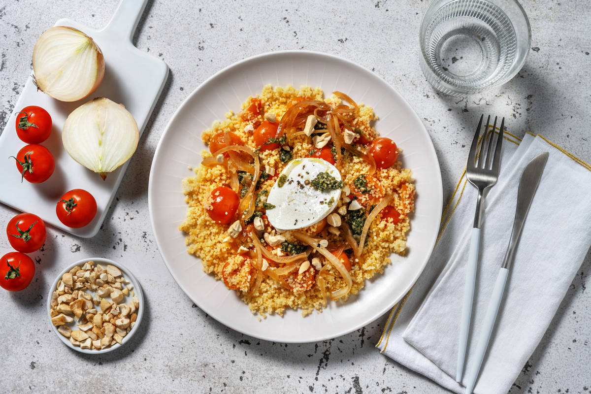 Couscous al pesto e burrata pugliese