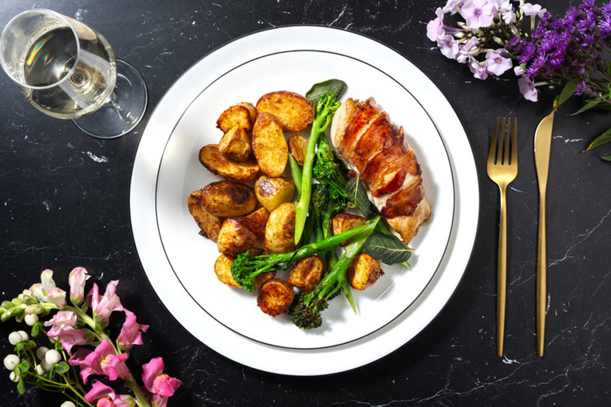 Bacon Wrapped Chicken in Truffle Sage Butter